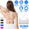 Fresh Fab Finds Women Cross Back Sports Bra, Open Back, Thin Straps, Low Impact
