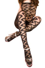 Blancho SE-101-BLACK Sexy Seductive Sheer Snake Cami Body Stocking With Open Crotch - Black - Medium
