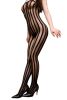 Blancho SE-104 Sexy Black Sheer Striped Lace Cami Body Stocking - Black - Medium