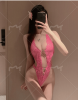 Yiyue sexy lingerie purple jumpsuit women pure desire sexy lace seduction plus size uniform no take off pajamas 1013