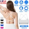Fresh Fab Finds Women Cross Back Sports Bra, Open Back, Thin Straps, Low Impact