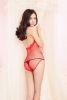 Blancho SE-219-RED Deep-v Fishnet Body Stocking - Red - Medium