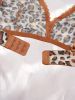 Sexy Panties Set with Leopard Pattern Triangle Underwear, No Steel Hoop, Breast Cover, Mesh, English Printed thong for Women
